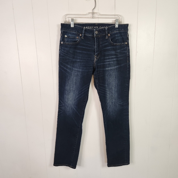 American Eagle Mens Dark Wash Slim Straight Leg Jeans Next Level Flex Size 32x30 - Picture 2 of 11